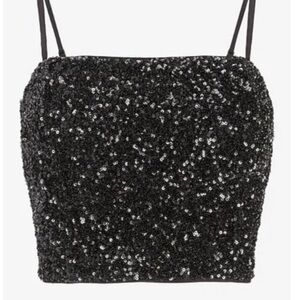 Express Black Sequin Cropped Cami